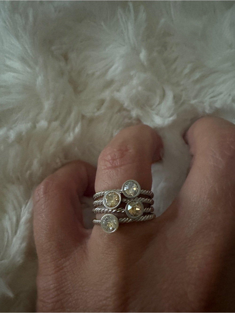 Swarovski Multi-Stack Ring with Crystal Stones